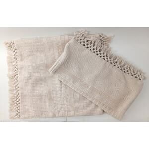 Threshold Studio McGee 2pc Set Natural Euro Pillow Cover Fringe Crochet 20"x20"